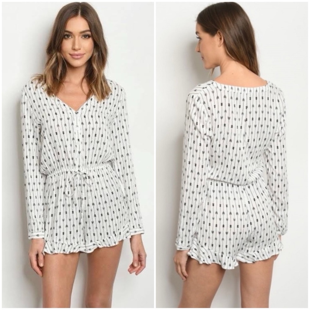 White boho arrow romper size large